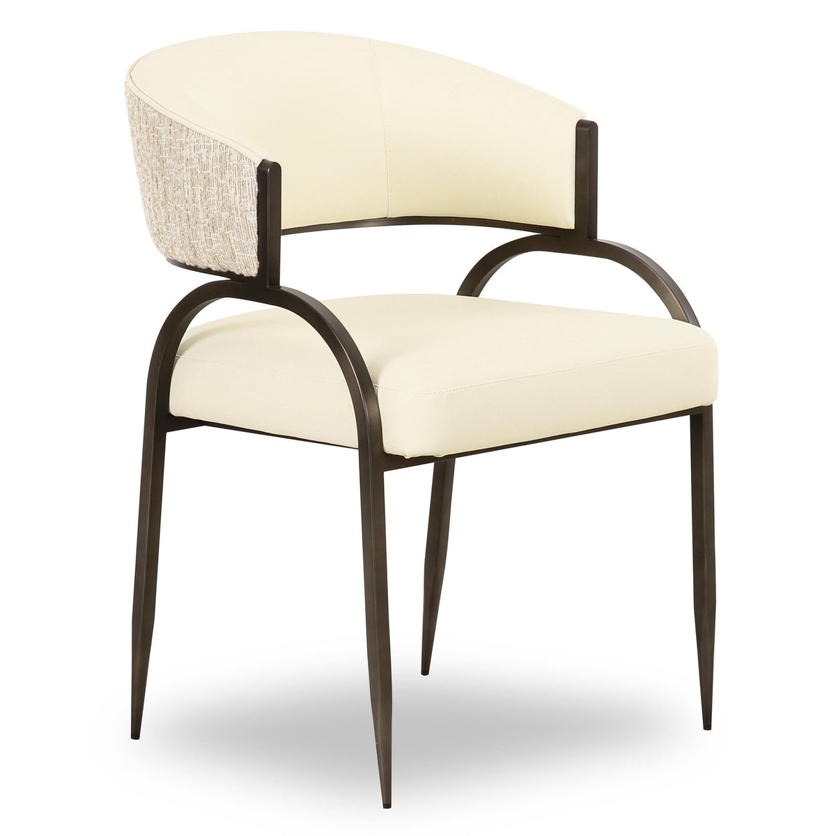 TOV Furniture Tatum 2-Tone Performance Vegan Leather Dining Chair in cream vegan leather and black iron, primary product view