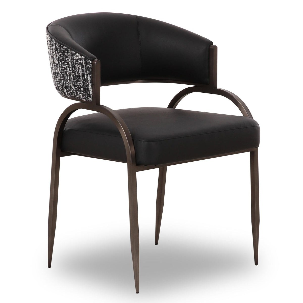 TOV Furniture Tatum 2-Tone Performance Vegan Leather Dining Chair in black vegan leather and black iron, primary product view
