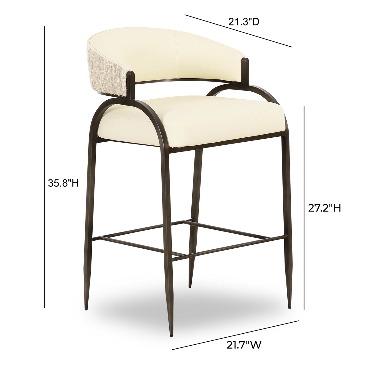 TOV Furniture Tatum Cream 2-Tone Performance Vegan Leather Counter Stool
