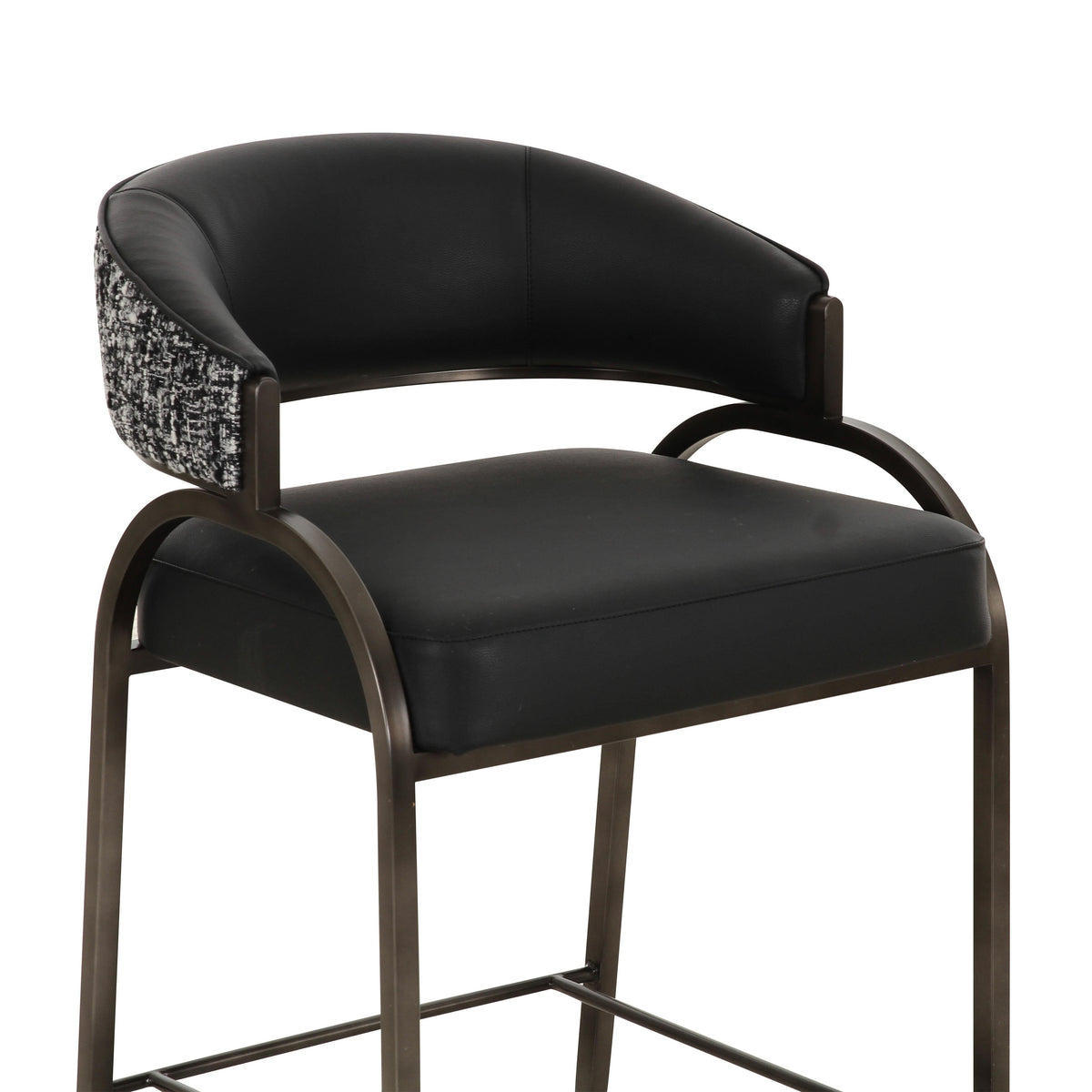 TOV Furniture Tatum Black 2-Tone Performance Vegan Leather Counter Stool
