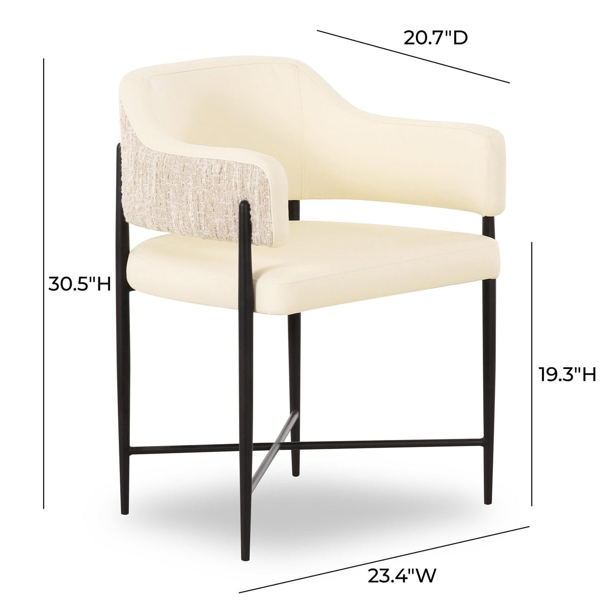 TOV Furniture Sezanne 2-Tone Cream Performance Vegan Leather Dining Chair
