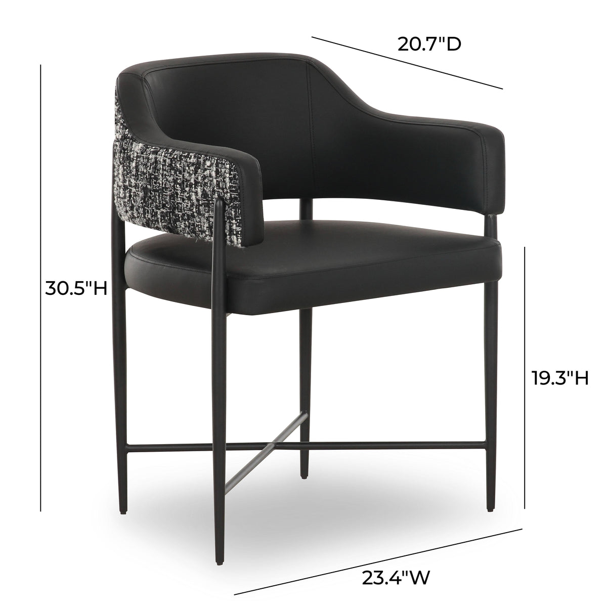 TOV Furniture Sezanne 2-Tone Black Performance Vegan Leather Dining Chair
