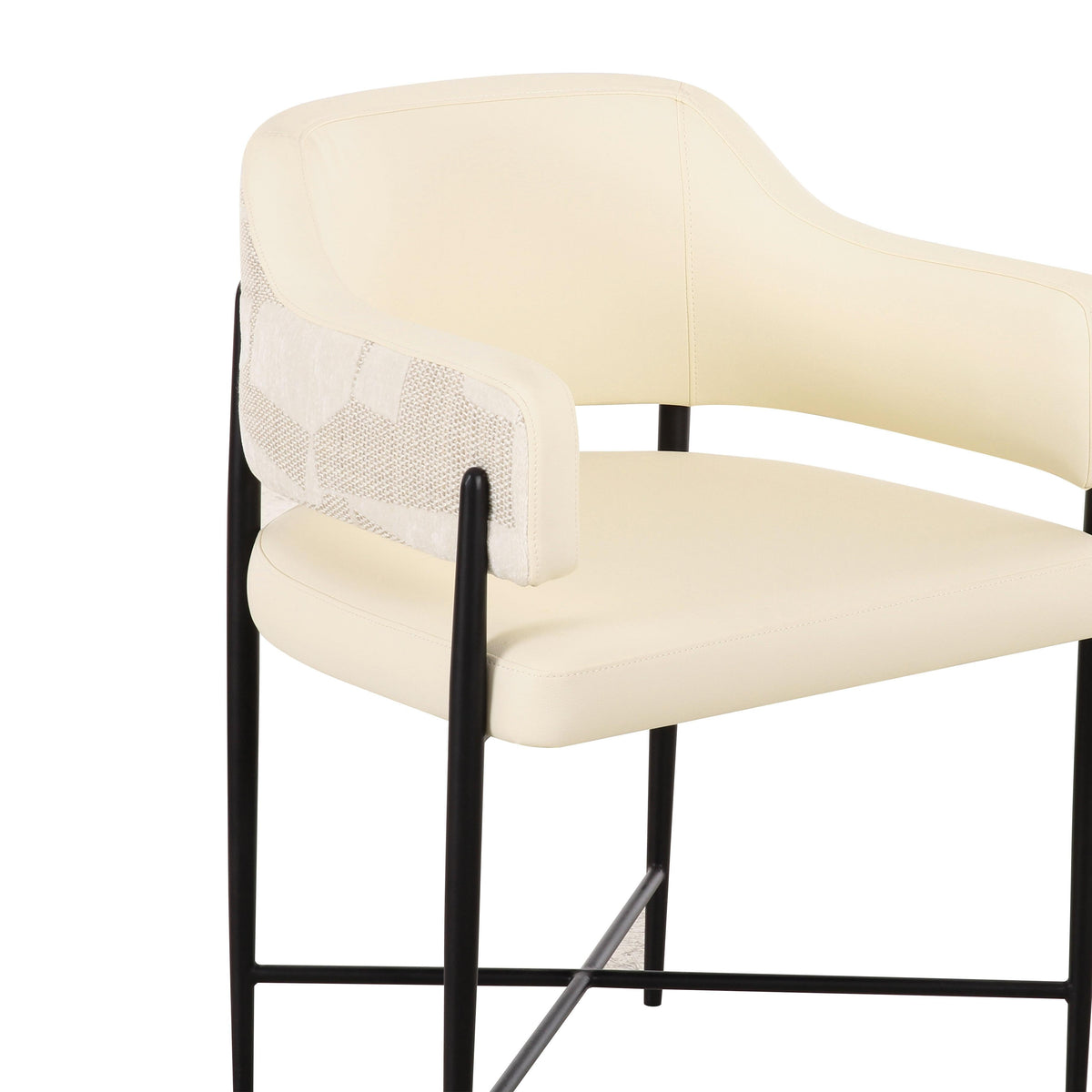 TOV Furniture Sezanne Cream 2-Tone Cream Performance Vegan Leather and Jacquard Dining Chair