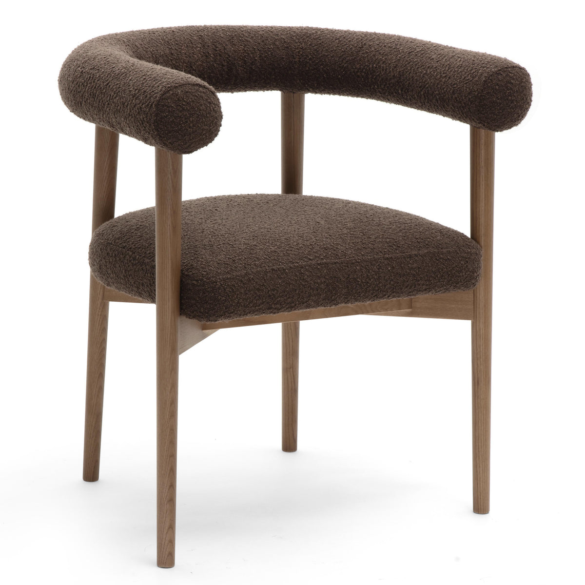 TOV Furniture Spara Performance Boucle Dining Chair in chocolate brown boucle, primary product view