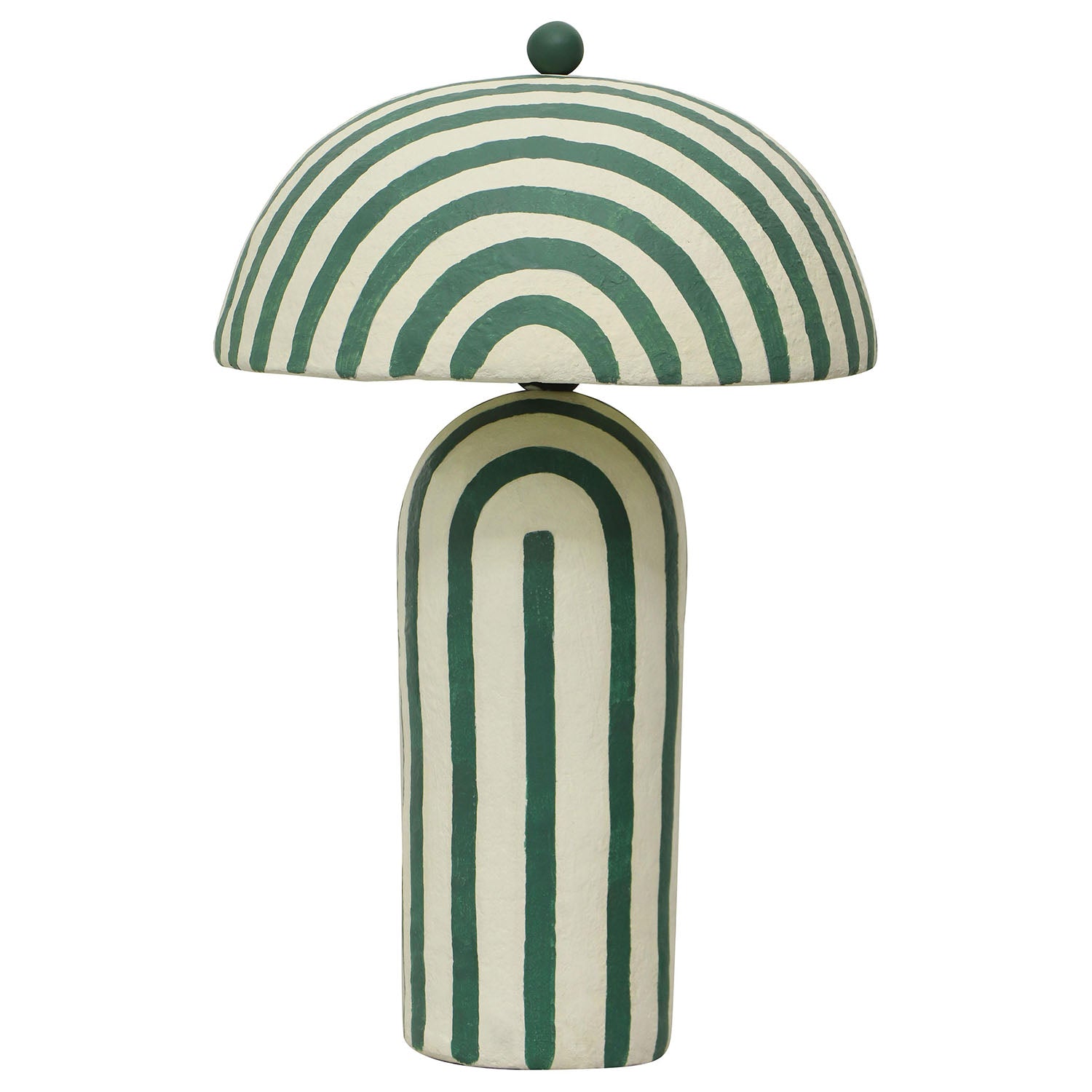 TOV Furniture Maiori Dark Green Striped Papier Mache Table Lamp