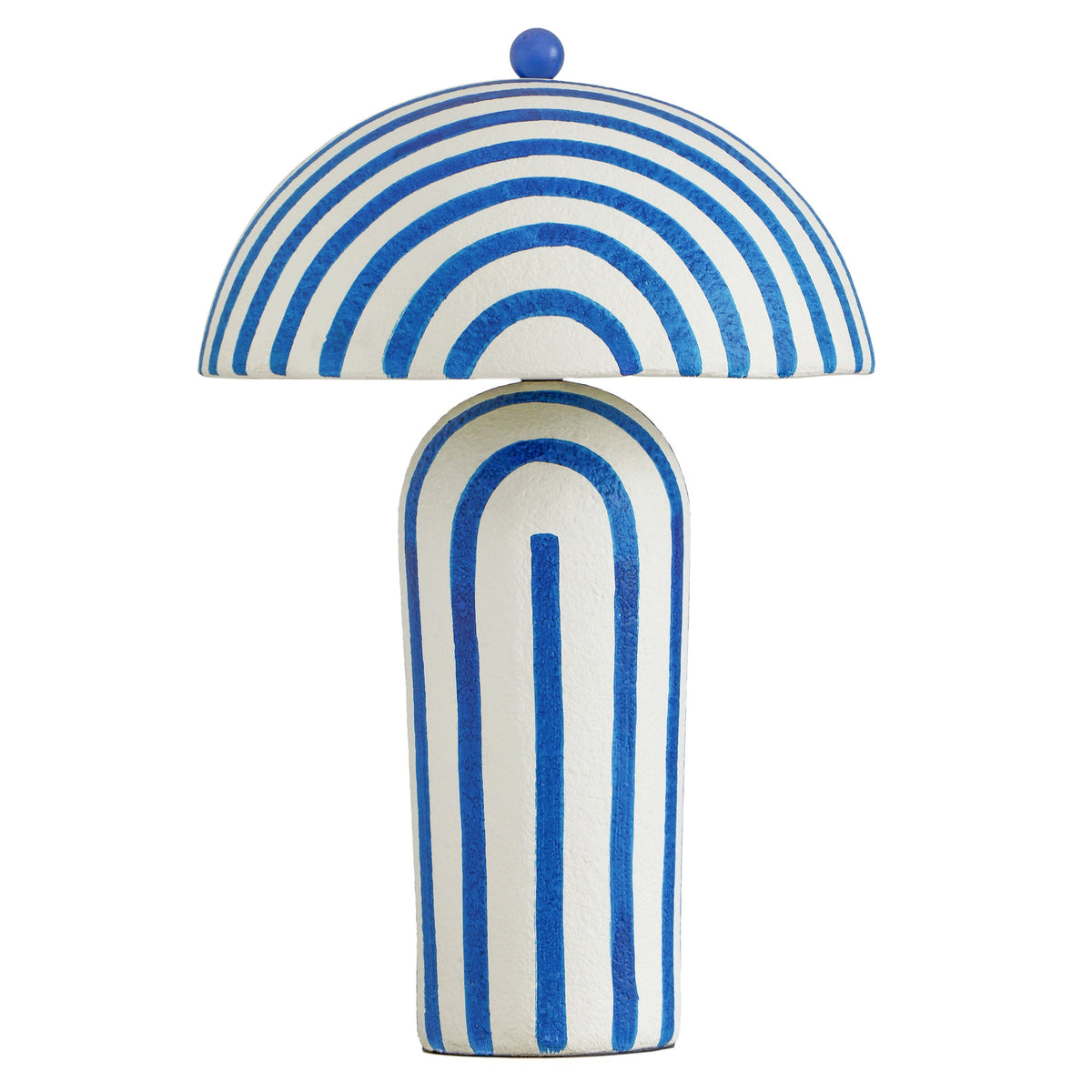 TOV Furniture Maiori Blue Striped Papier Mache Table Lamp in blue-striped papier mache, primary product view