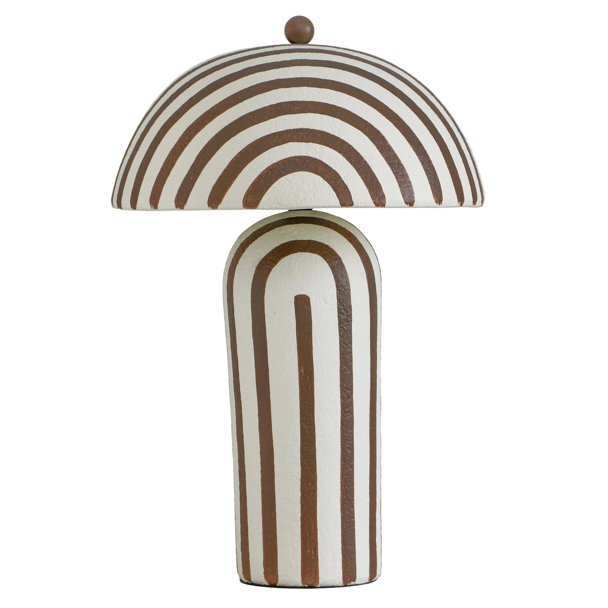 TOV Furniture Maiori Brown Striped Papier Mache Table Lamp in brown-striped papier mache, primary product view