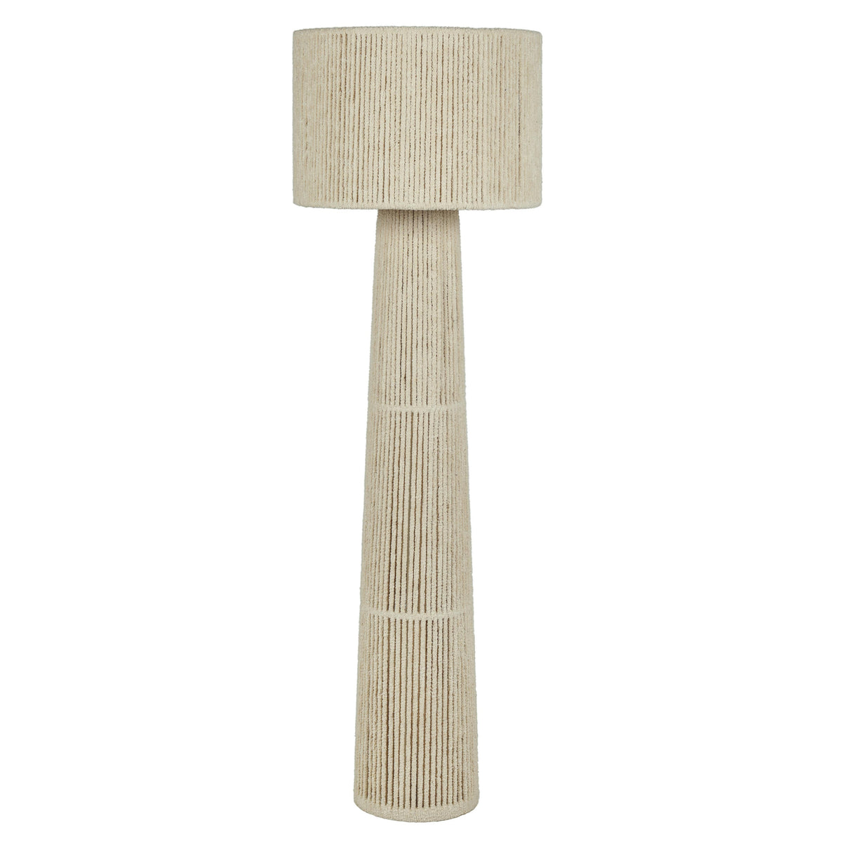 TOV Furniture Tapered Natural Chenille Fiber Floor Lamp in natural chenille with iron base, primary product view