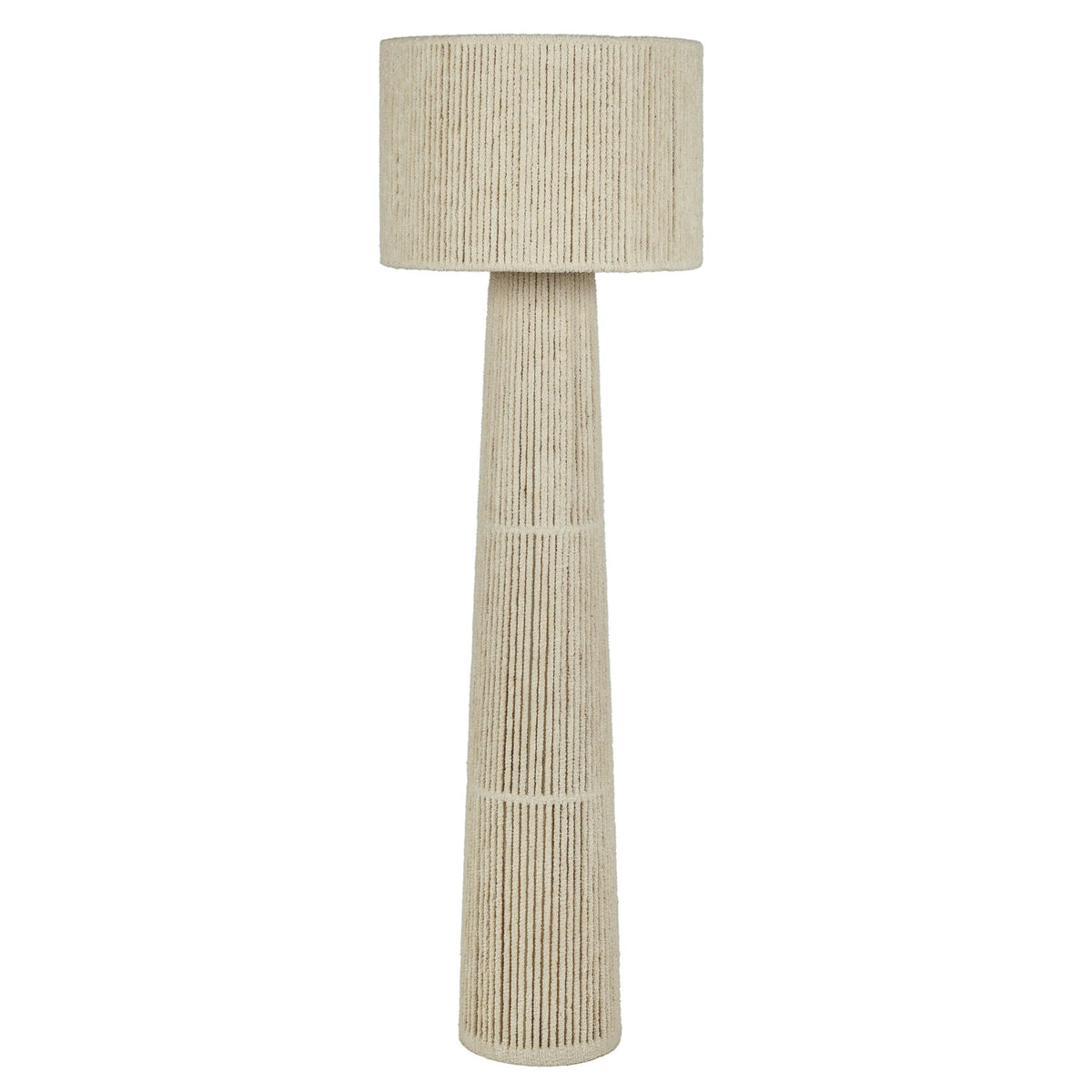 TOV Furniture Tapered Natural Chenille Fiber Floor Lamp in natural chenille with iron base, primary product view
