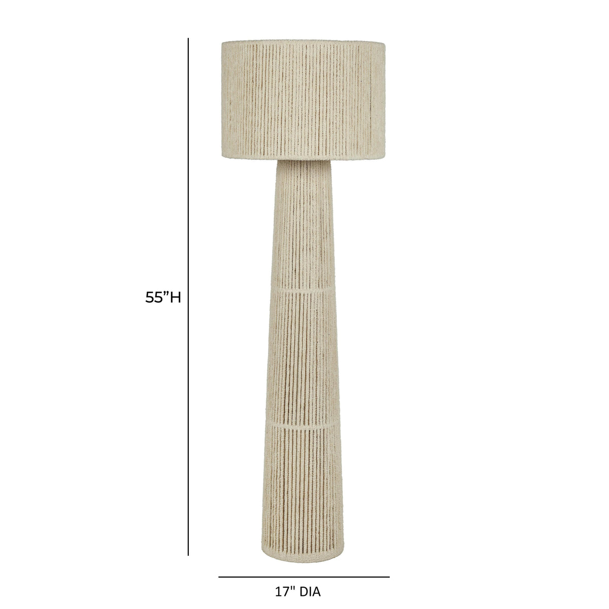 TOV Furniture Tapered Natural Chenille Fiber Floor Lamp