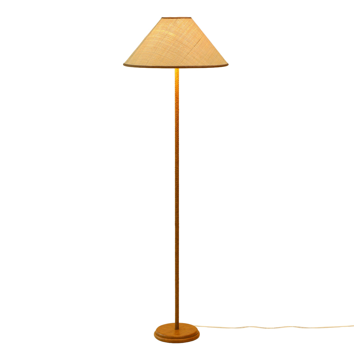 TOV Furniture Keria Natural Vegan Leather and Raffia Floor Lamp