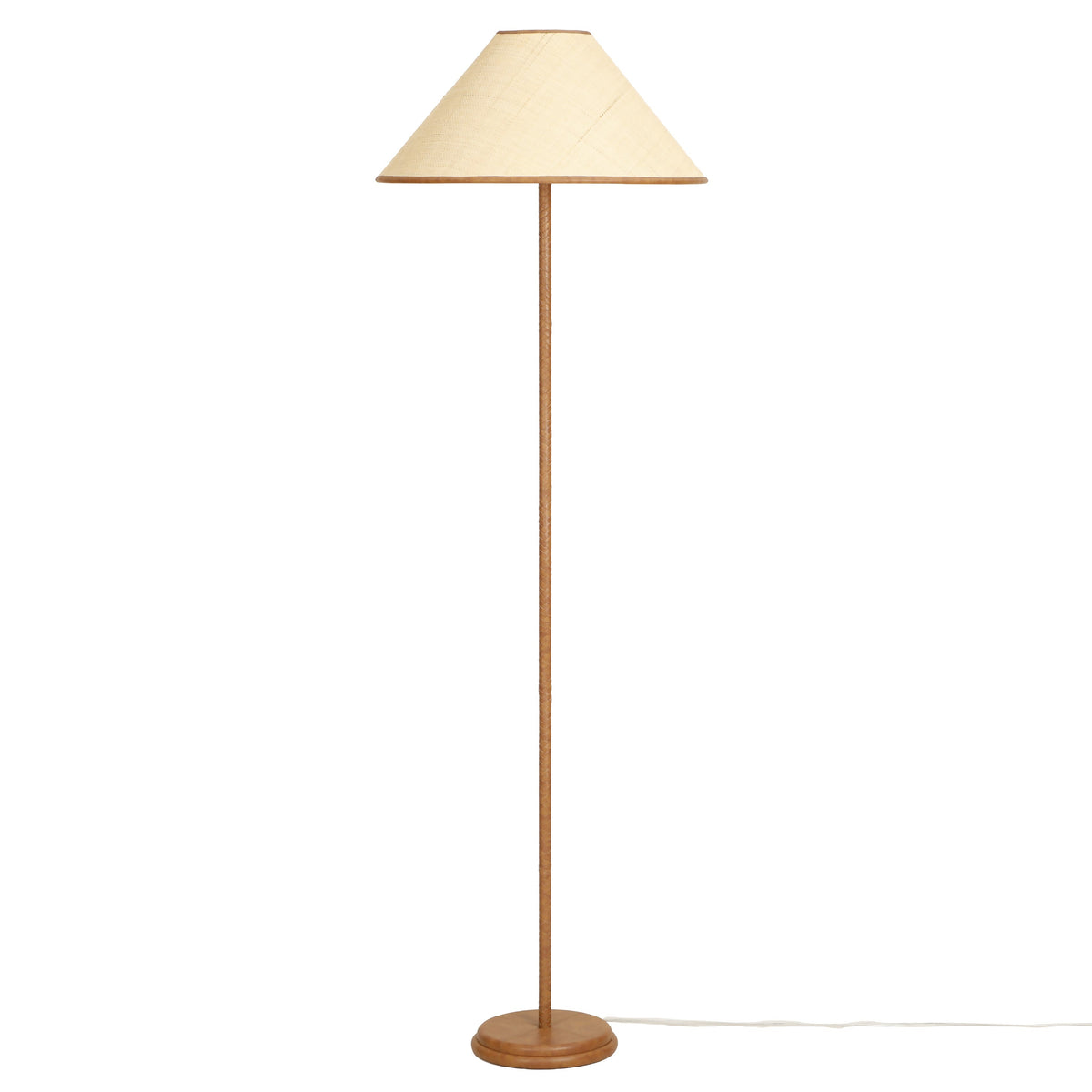TOV Furniture Keria Natural Vegan Leather and Raffia Floor Lamp