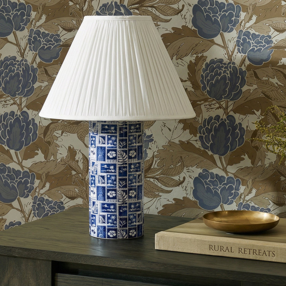TOV Furniture Stamp Blue Pleated Table Lamp