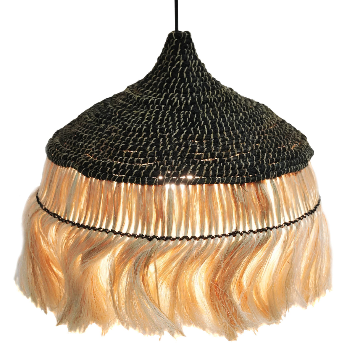 TOV Furniture Sula Natural and Black Upcycled Abaca Pendant