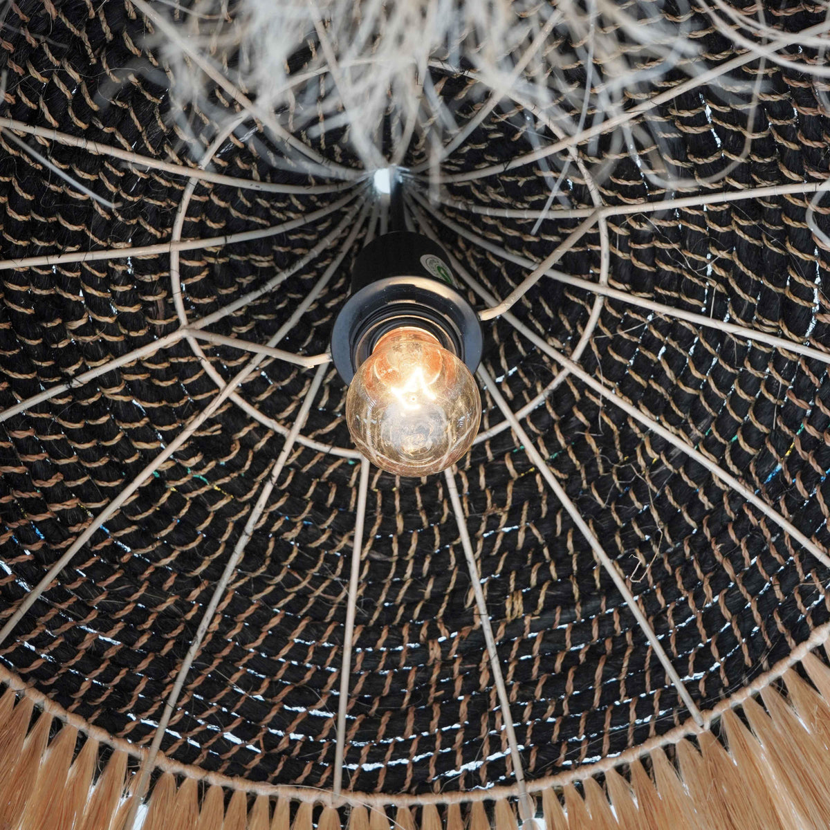 TOV Furniture Sula Natural and Black Upcycled Abaca Pendant