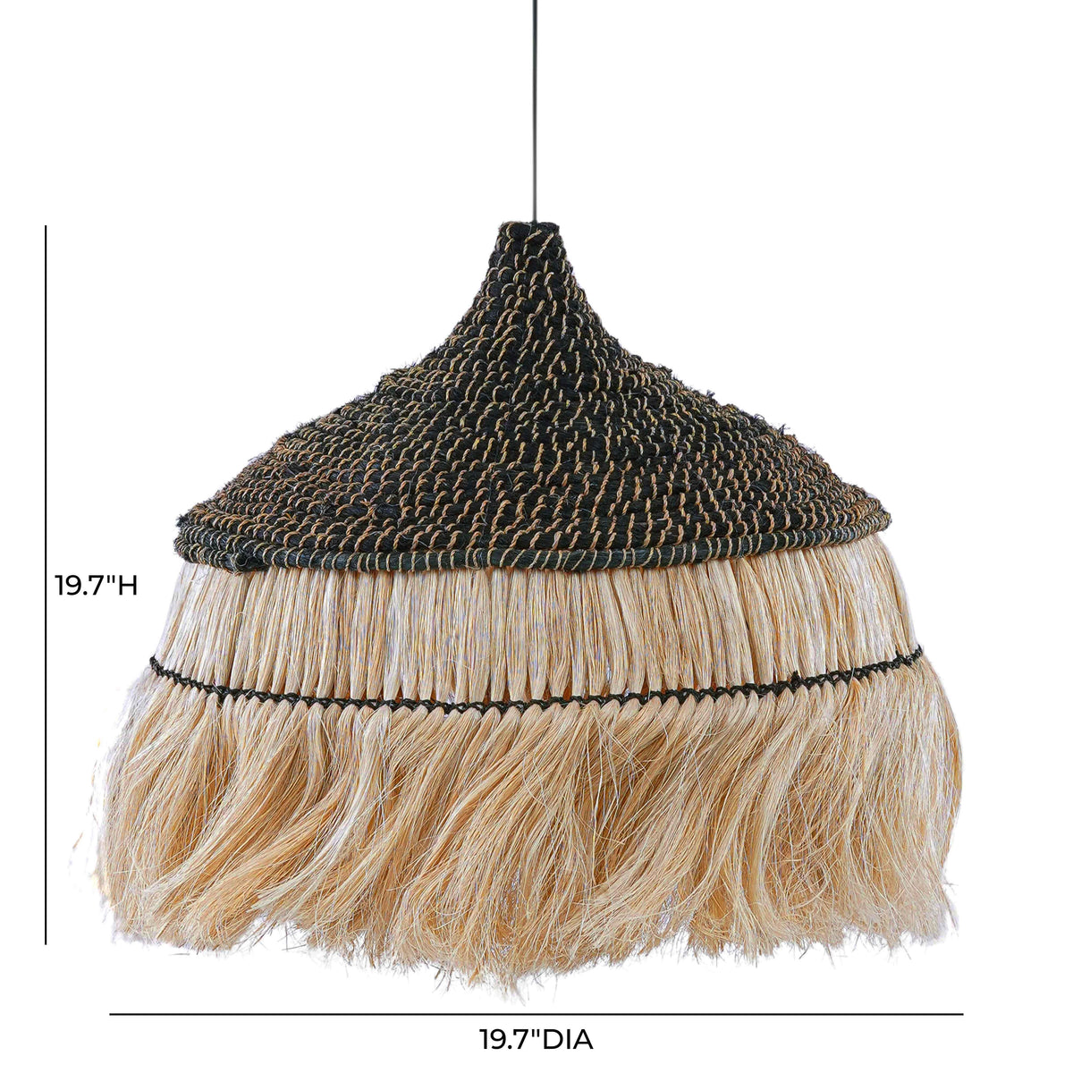 TOV Furniture Sula Natural and Black Upcycled Abaca Pendant