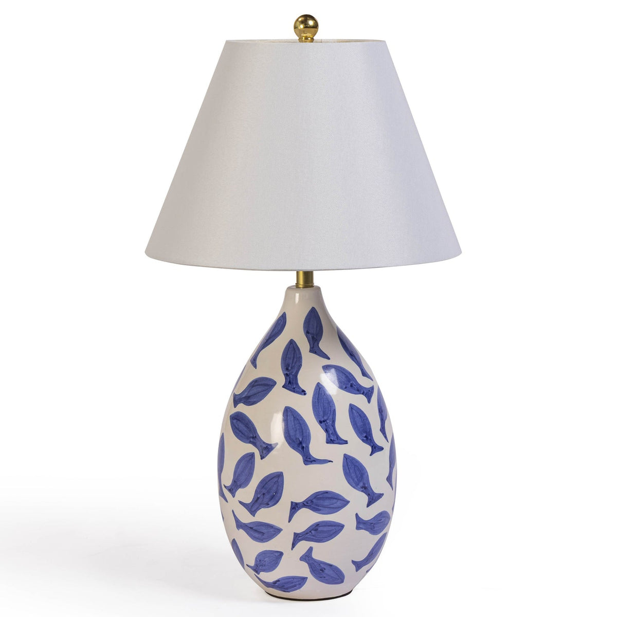 TOV Furniture Sardine White & Blue Ceramic Table Lamp in blue and white ceramic, primary product view