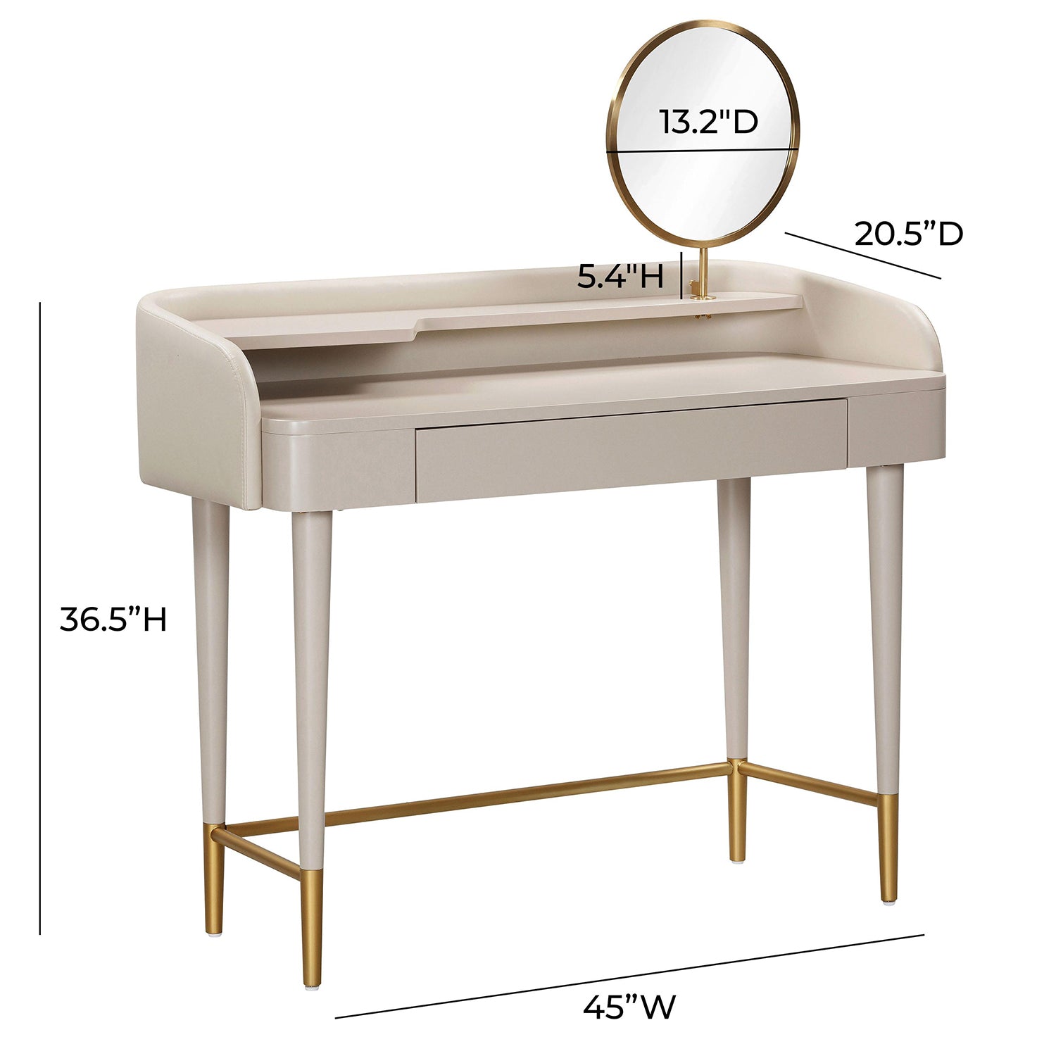 TOV Furniture Penelope Vegan Leather Wrapped Vanity Desk