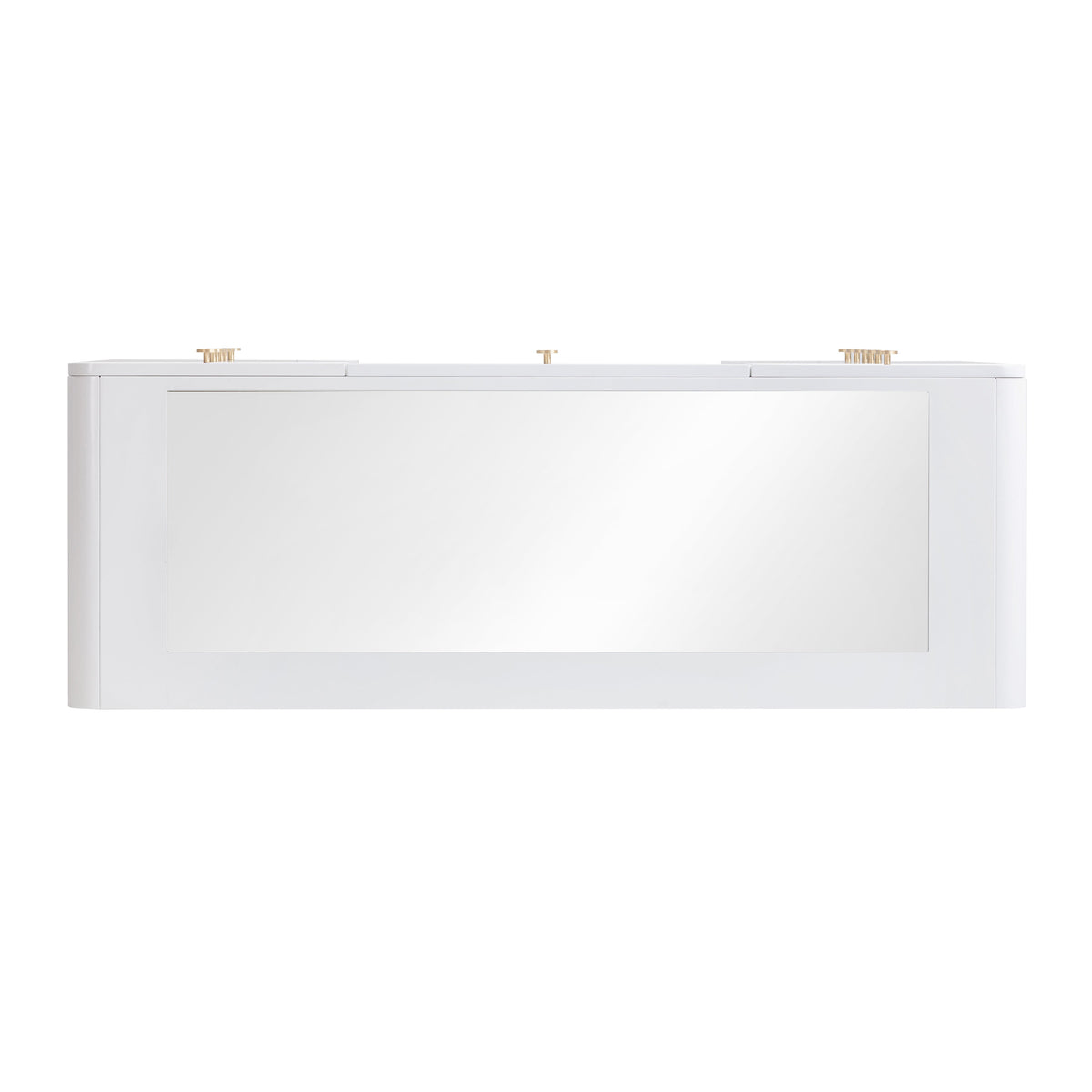TOV Furniture Hollywood 56in White Desk with LED Panel Vanity Mirror