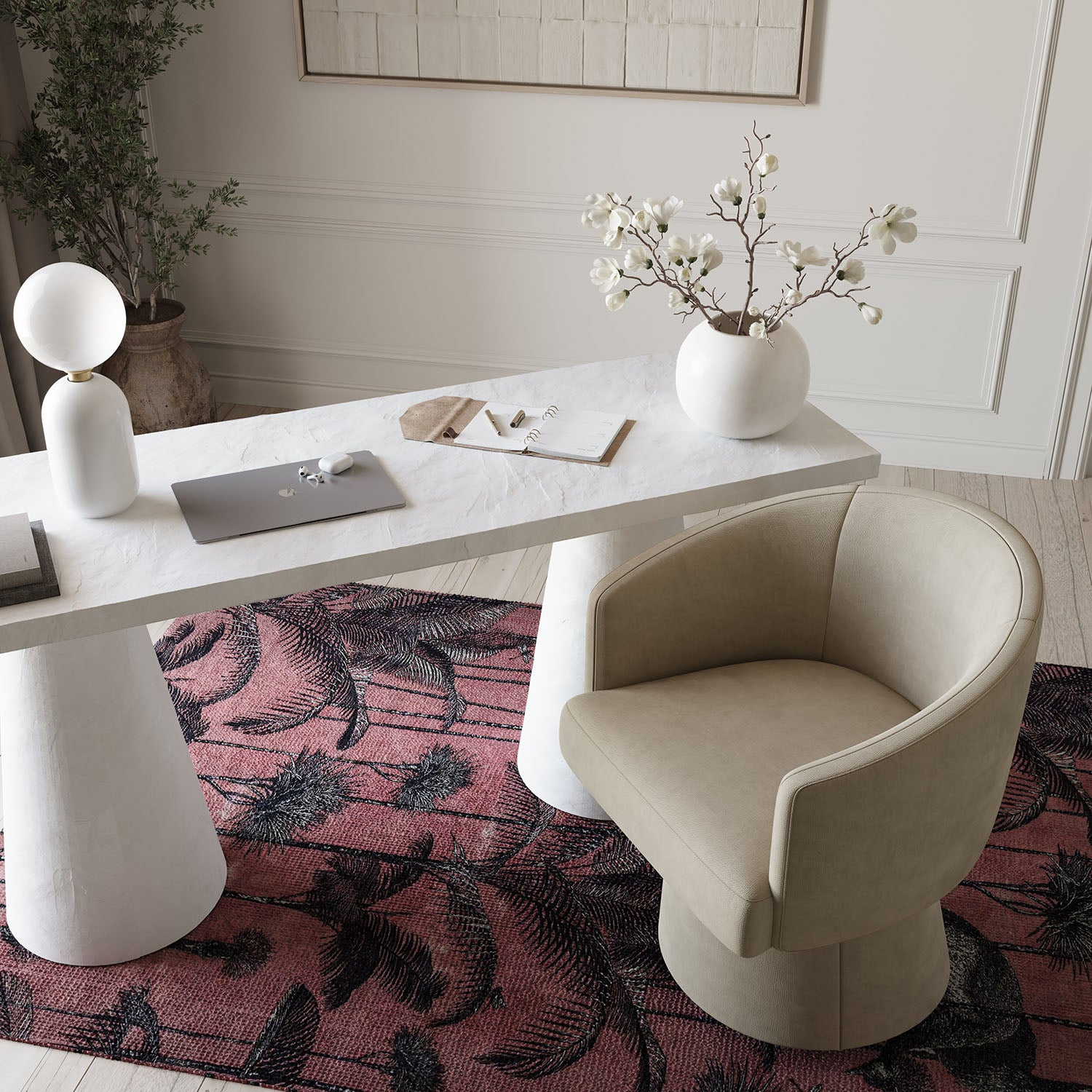 TOV Furniture Kristen Upcycled Chenille Rolling Desk Chair