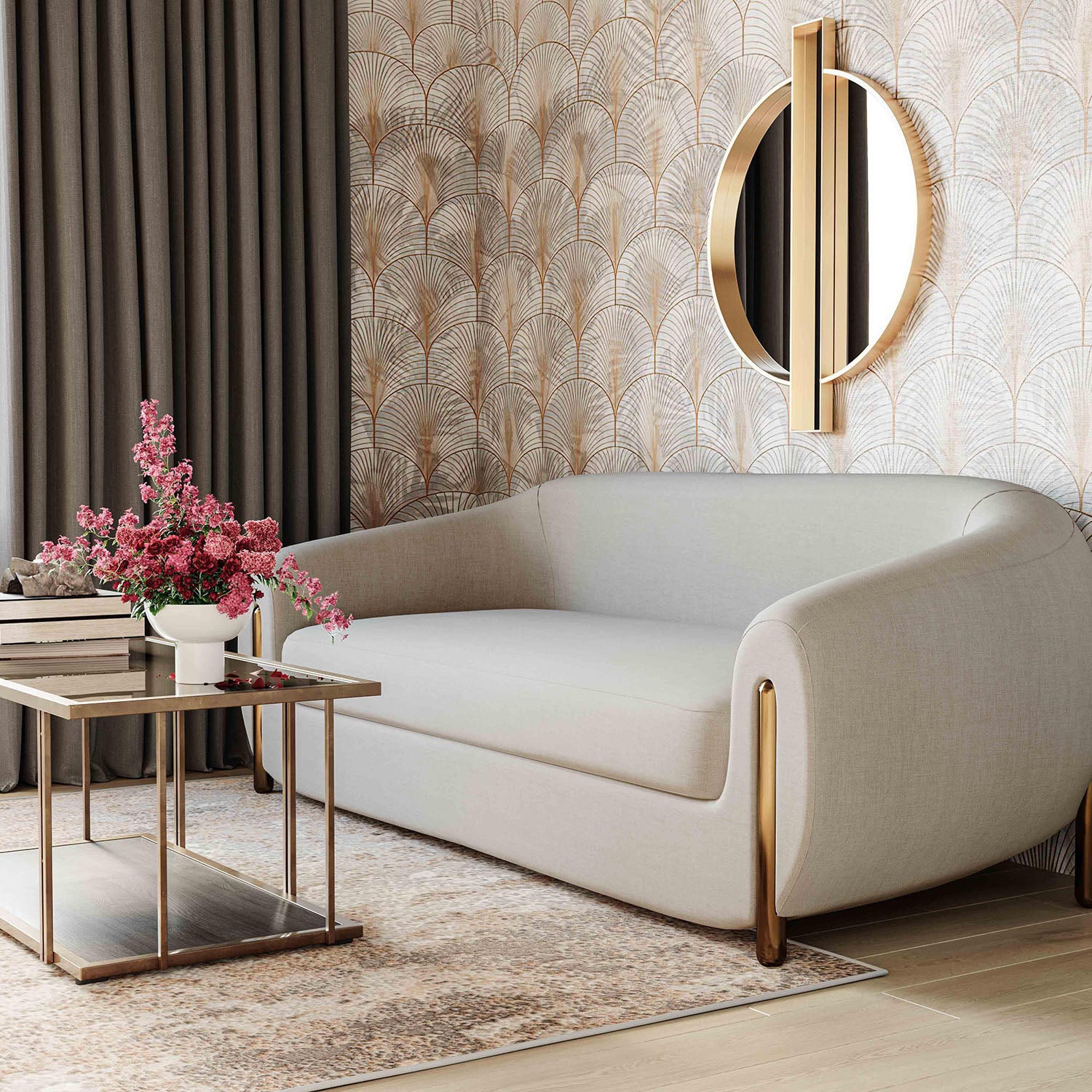 TOV Furniture Lina Grey Textured Linen Sofa