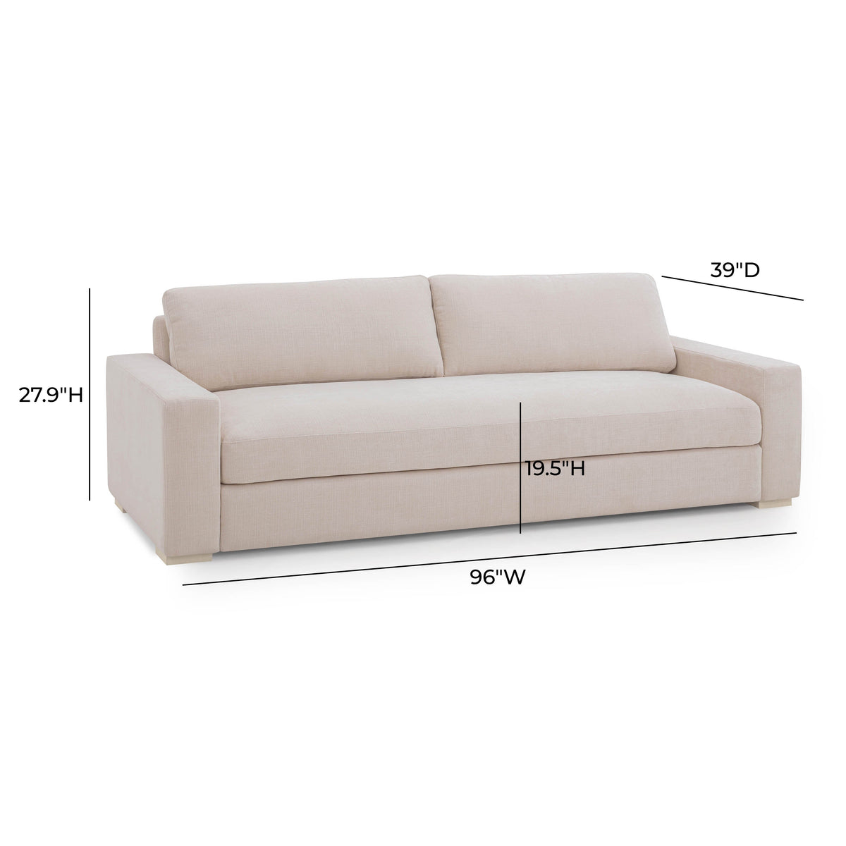 TOV Furniture Beckham Cream Performance Chenille 96in Sofa