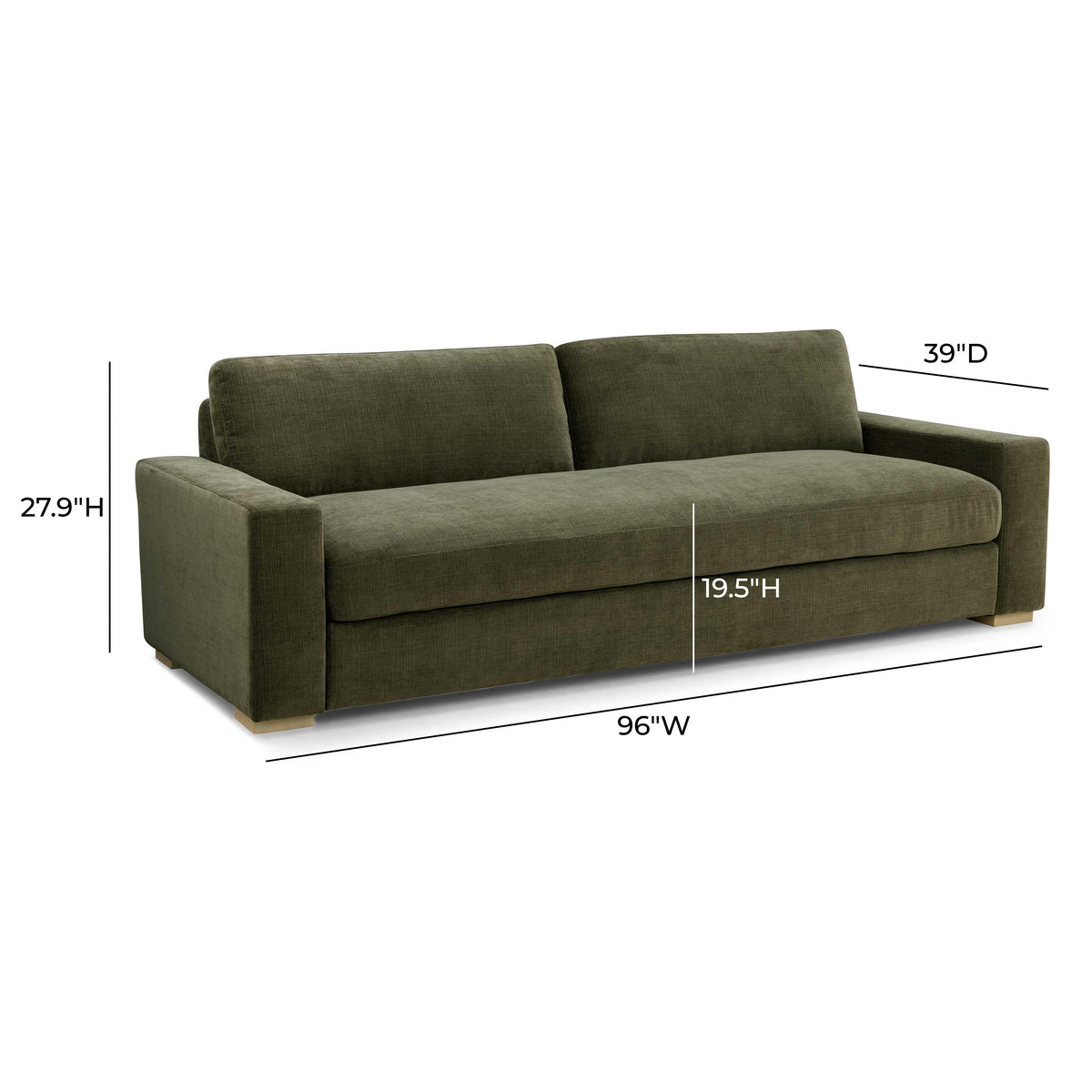 TOV Furniture Beckham Olive Upcycled Performance Chenille 96in Sofa