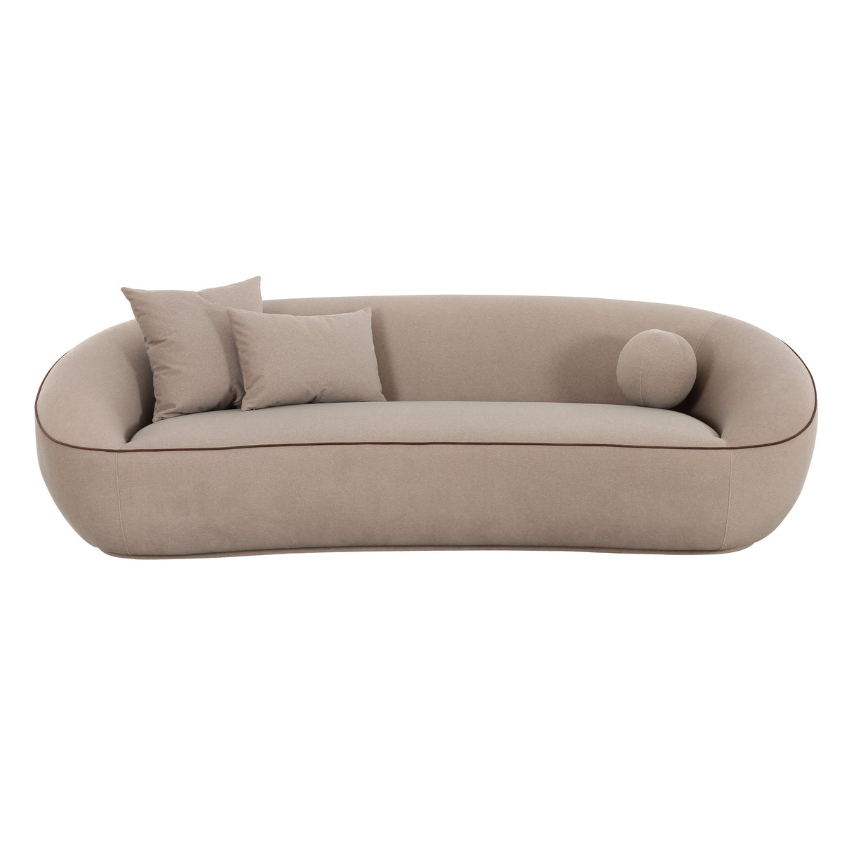 TOV Furniture Jenny Taupe Performance Faux Mohair Sofa in taupe faux mohair, primary product view