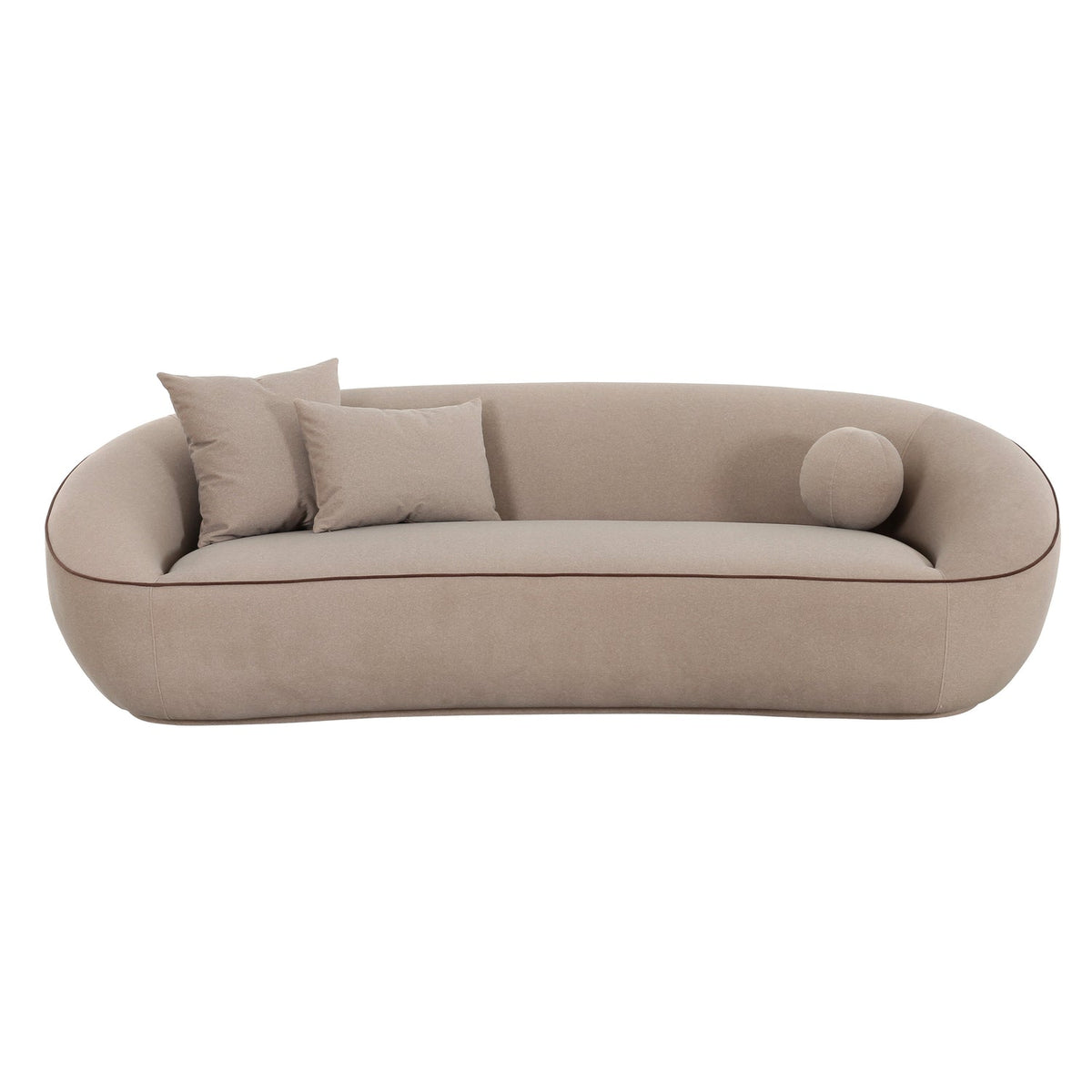 TOV Furniture Jenny Taupe Performance Faux Mohair Sofa in taupe faux mohair, primary product view