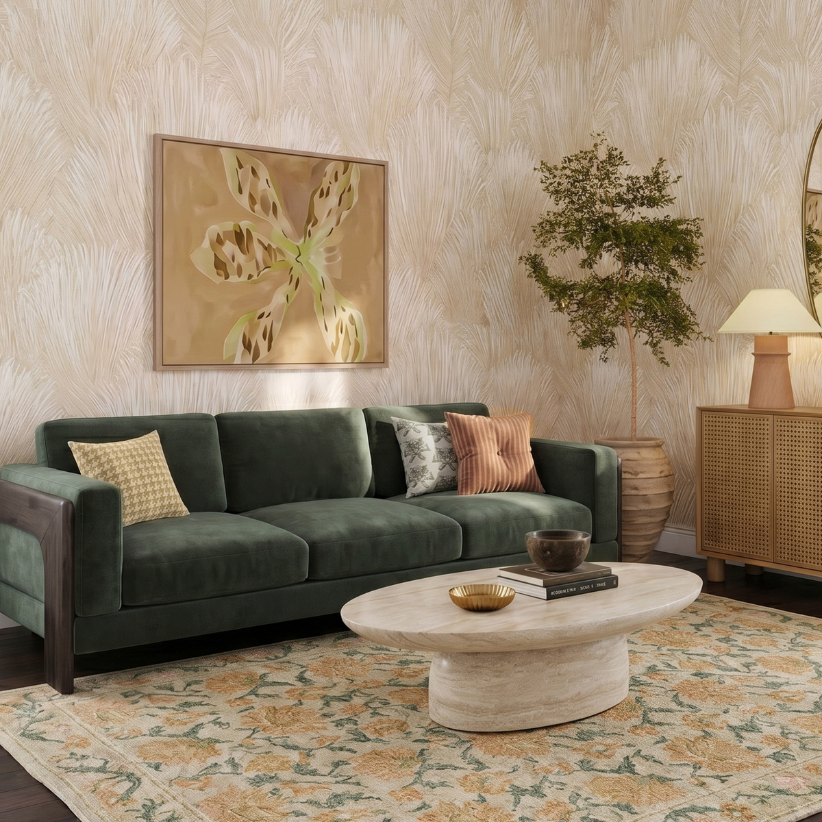 TOV Furniture Elyn Olive Green 91in Sofa