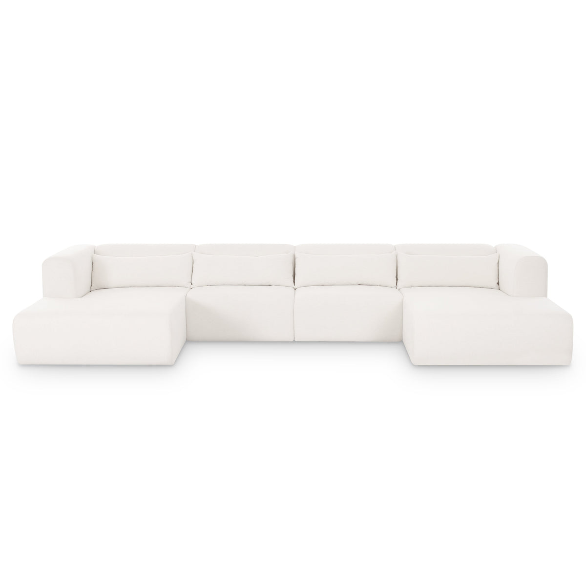 TOV Furniture Tarra 4-Piece Cream Performance Chenille Modular U-Sectional in cream, primary product view