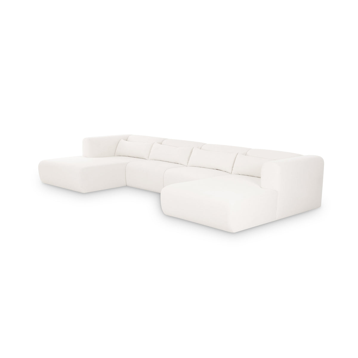 TOV Furniture Tarra Cream Performance Chenille 4-Piece Modular U-Sectional Sofa