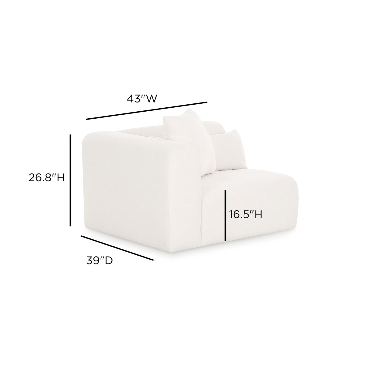 TOV Furniture Tarra Cream Performance Chenille Modular Corner Chair