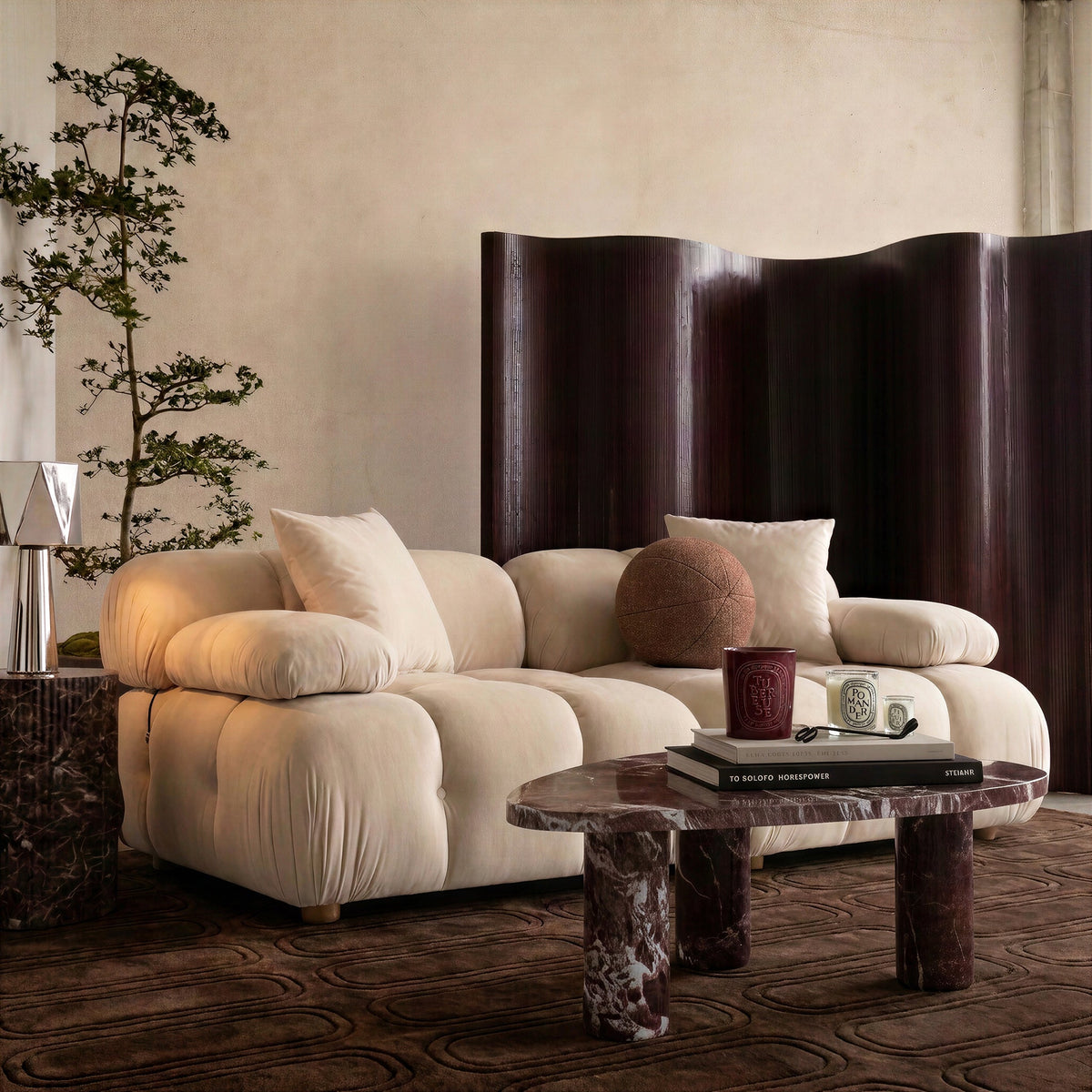TOV Furniture Calliope Off White 79in Modular Loveseat