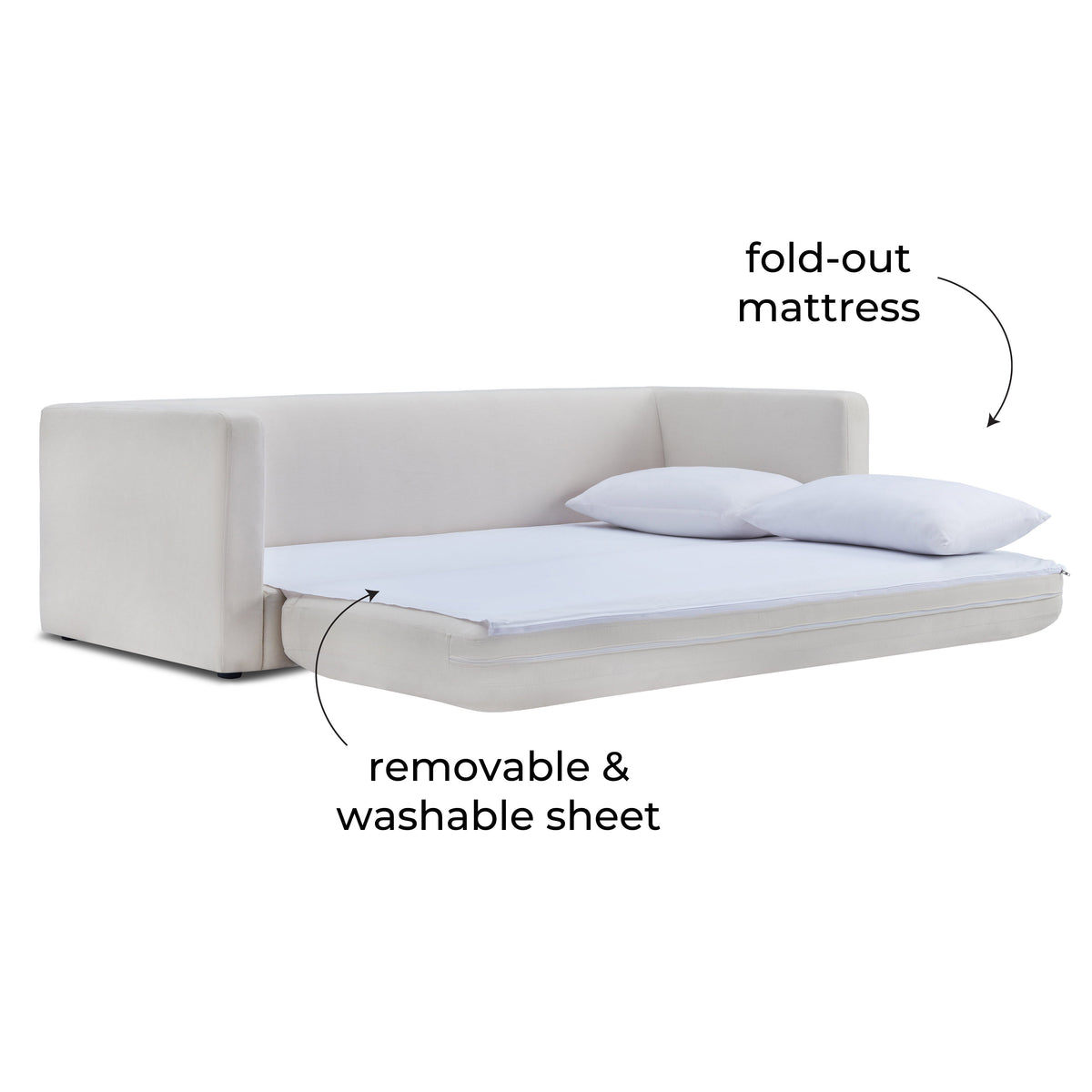 TOV Furniture Ryan Cream Upcycled Performance Linen Sleeper Sofa