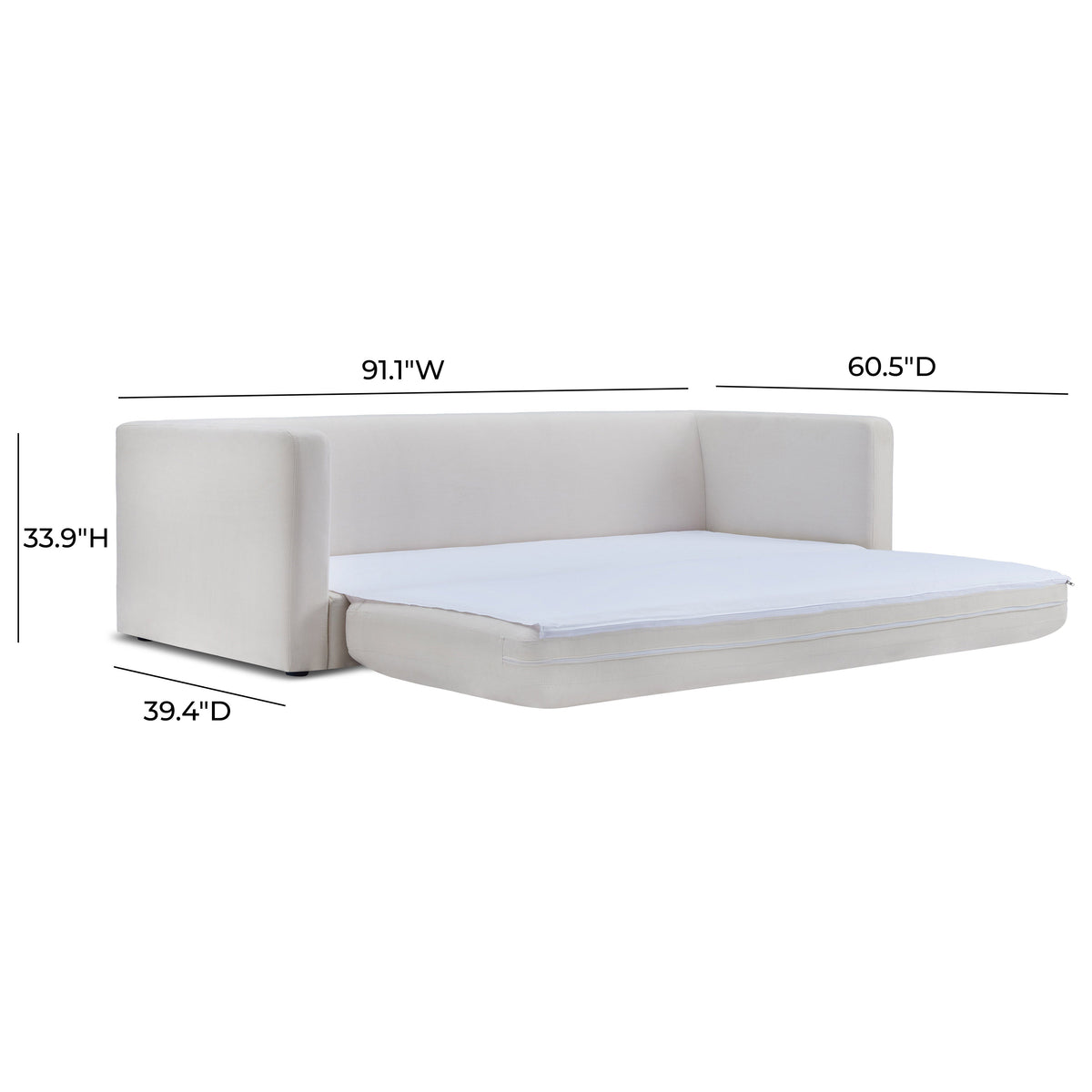 TOV Furniture Ryan Cream Upcycled Performance Linen Sleeper Sofa