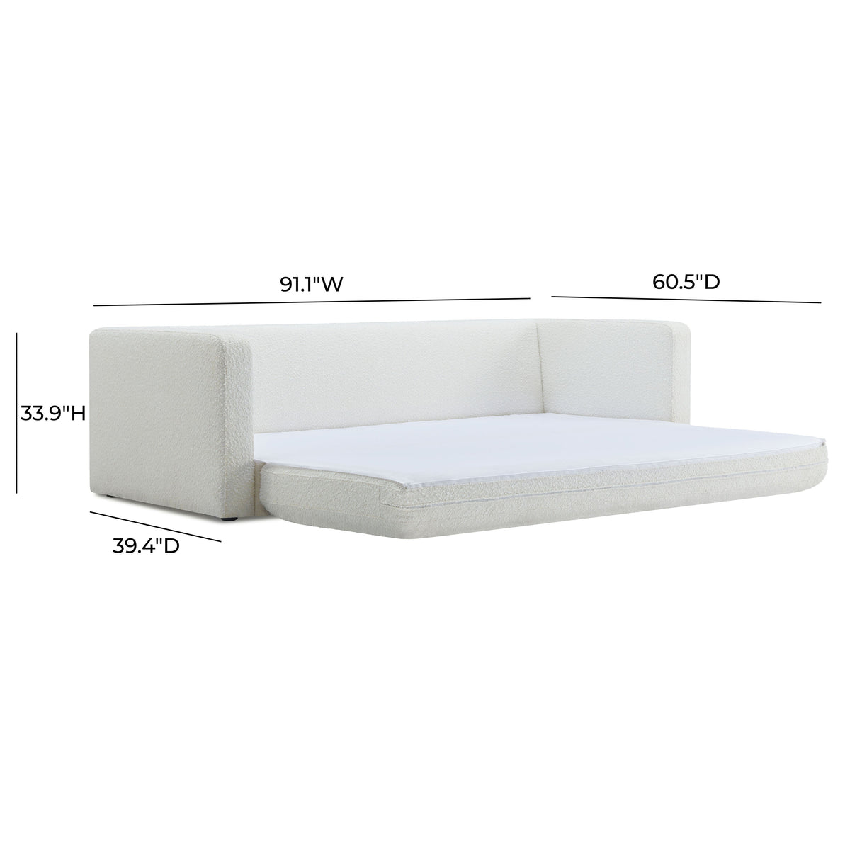 TOV Furniture Ryan Cream Performance Boucle Sleeper Sofa