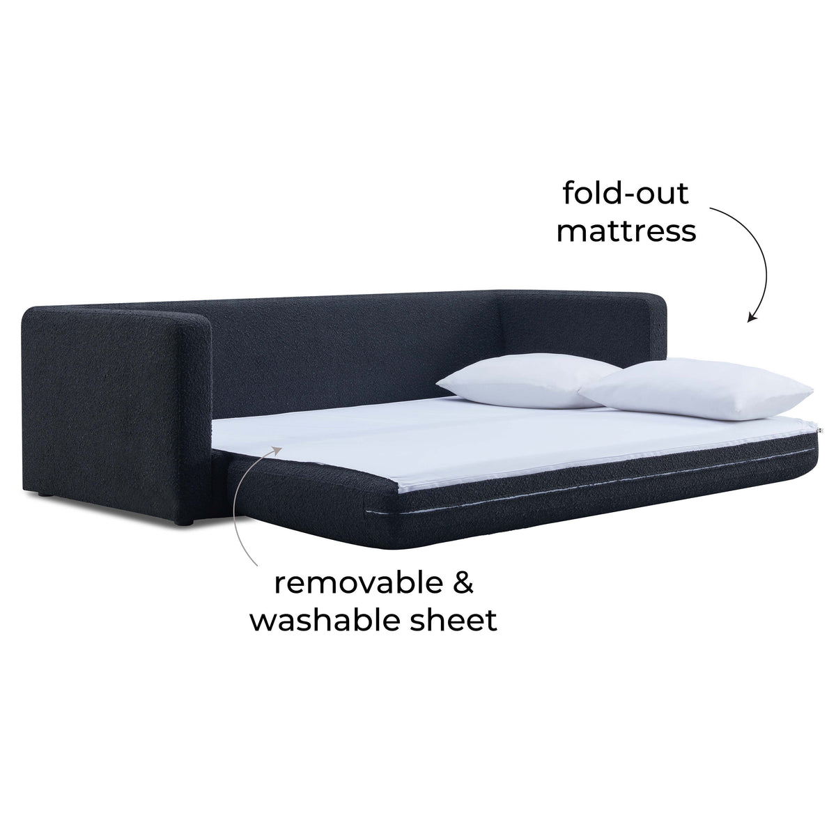 TOV Furniture Ryan Black Performance Boucle Sleeper Sofa