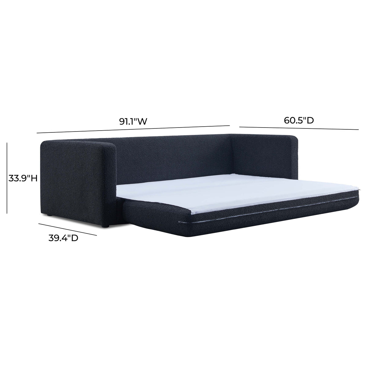 TOV Furniture Ryan Black Performance Boucle Sleeper Sofa