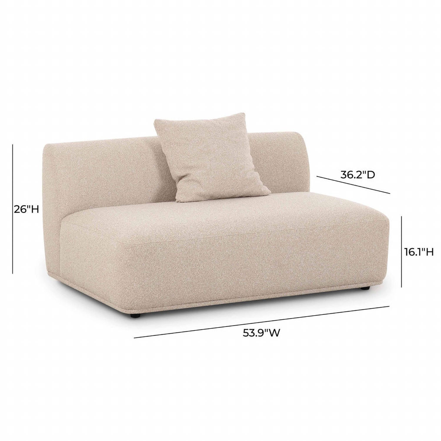 TOV Furniture Sylvie Cream Boucle Armless Loveseat