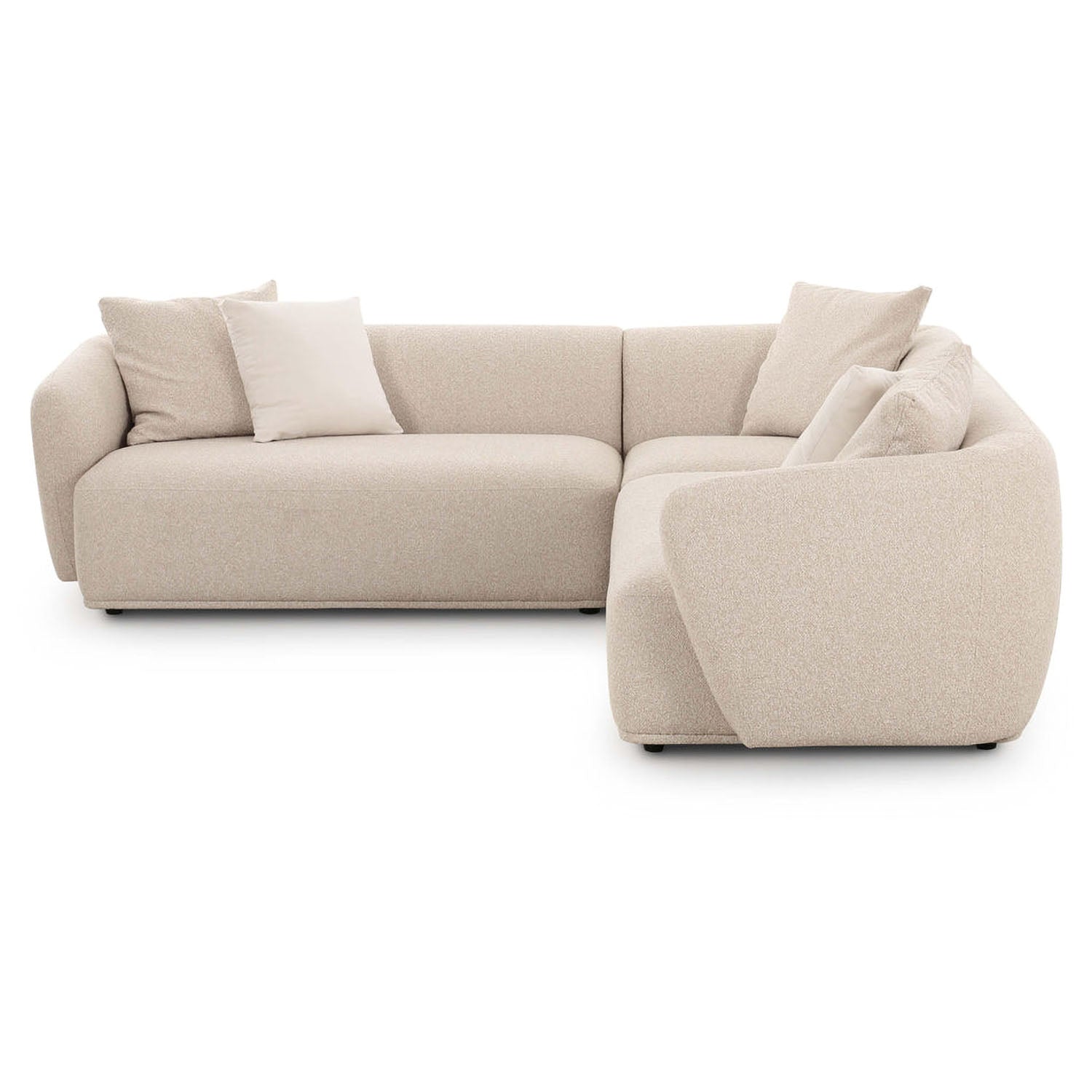 TOV Furniture Sylvie 3-Piece Cream Boucle L-Shaped Sectional Sofa