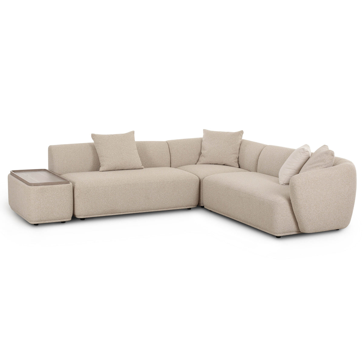 TOV Furniture Sylvie 4-Piece Cream Boucle Chaise Sectional in cream boucle, primary view