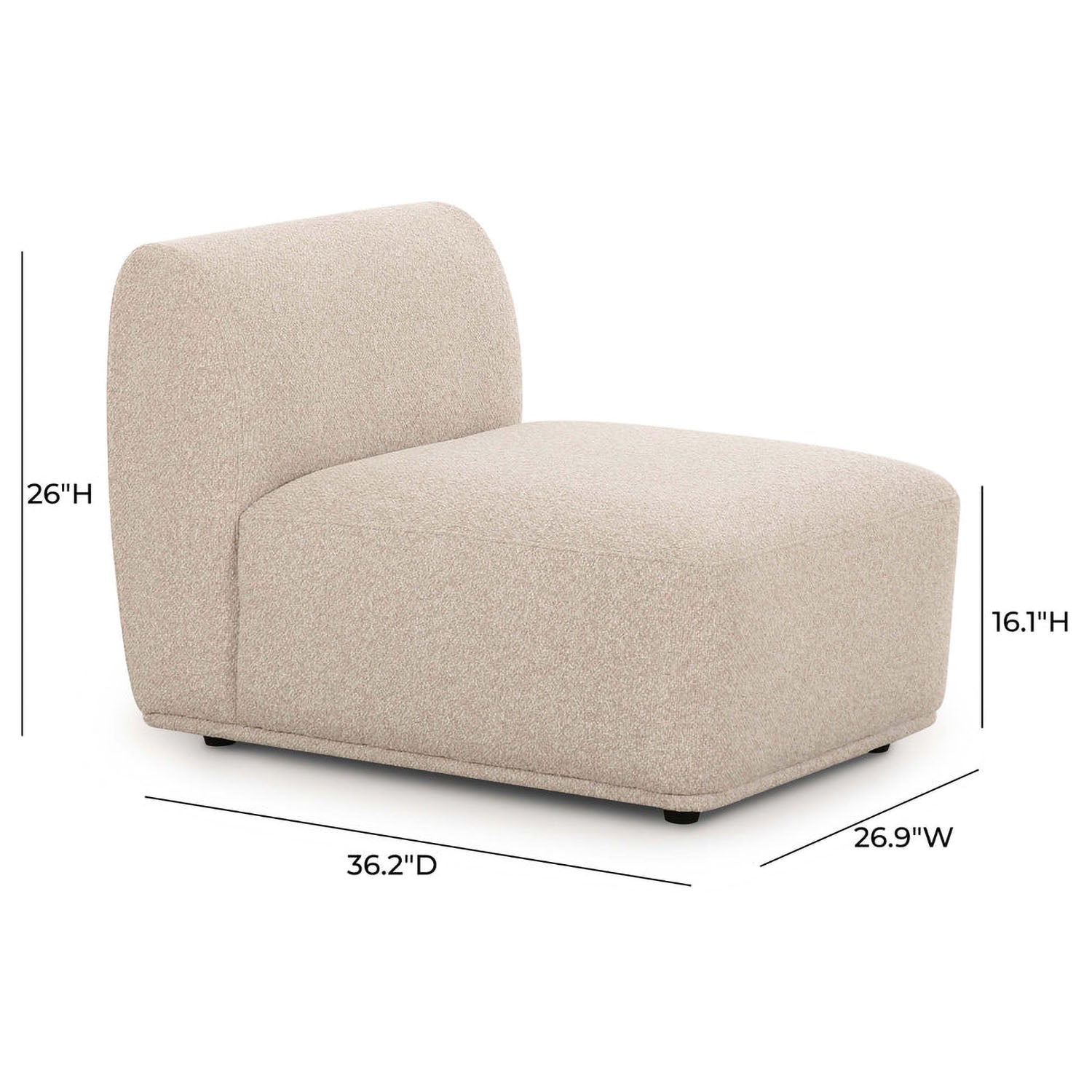 TOV Furniture Sylvie Cream Boucle Armless Chair