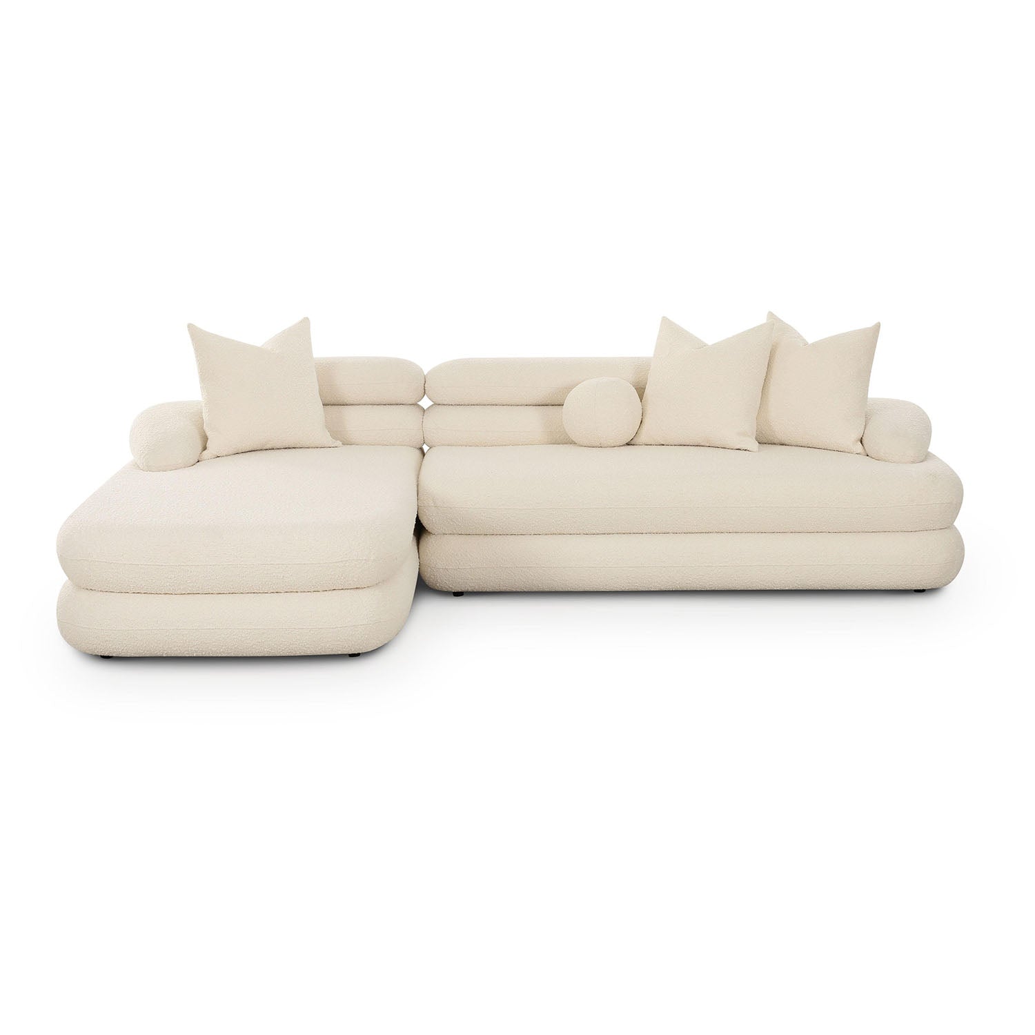 TOV Furniture Lulu Cream Boucle Modular Chaise Sectional Sofa