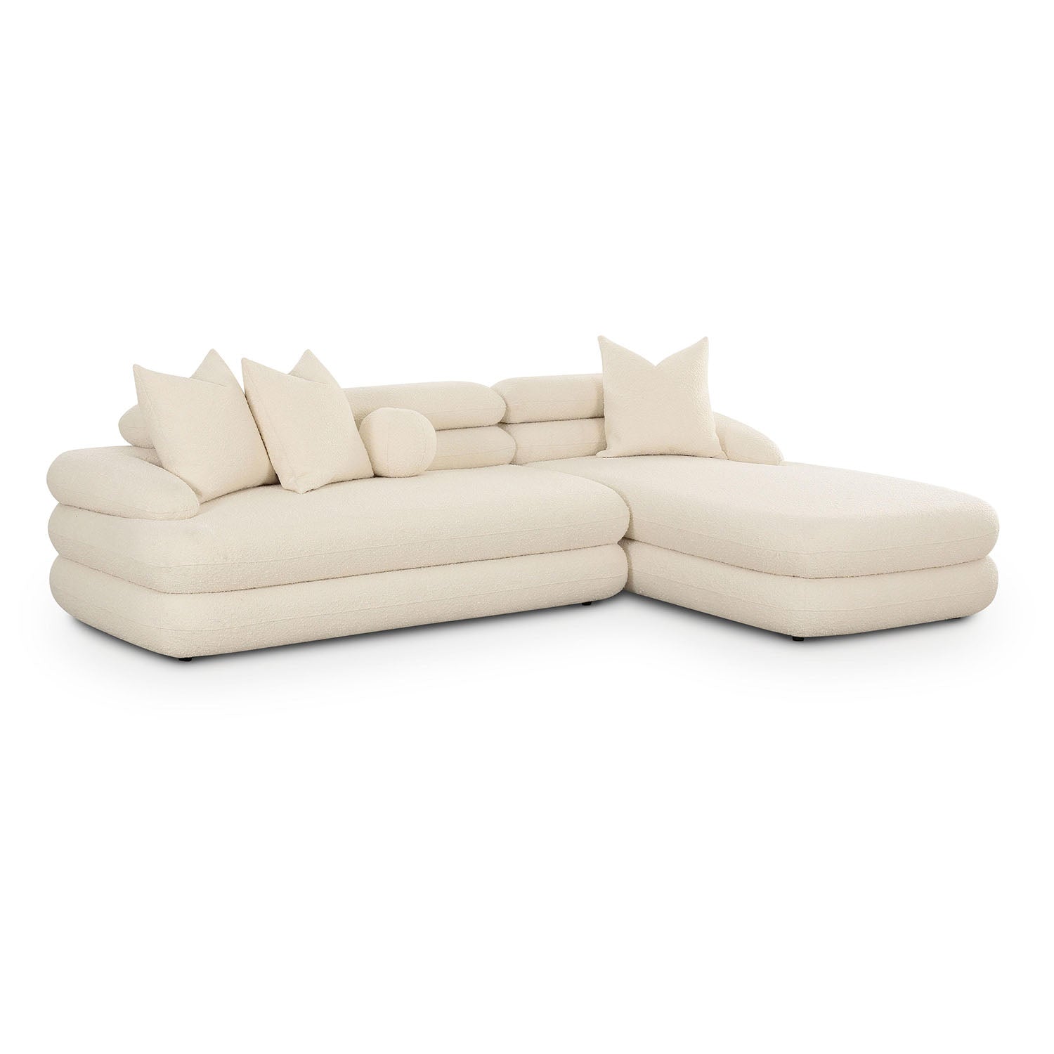 TOV Furniture Lulu Cream Boucle Modular Chaise Sectional Sofa