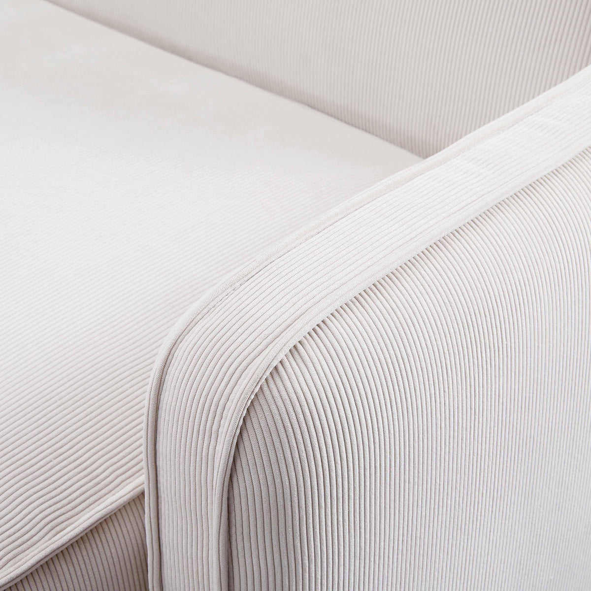 TOV Furniture Travie White Sand Performance Corduroy Velvet RAF Corner Chair