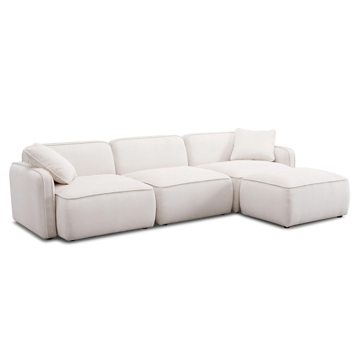 TOV Furniture Travie 4-Piece Performance Corduroy Velvet Modular Sectional in white sand velvet, primary product view