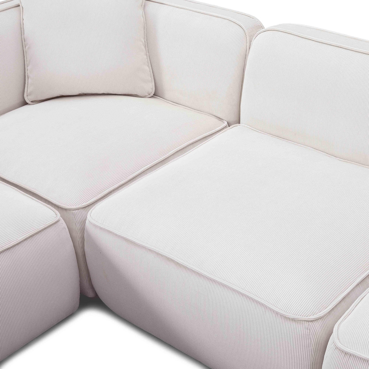 TOV Furniture Travie White Sand Performance Corduroy Velvet 5-Piece Modular L-Sectional Sofa