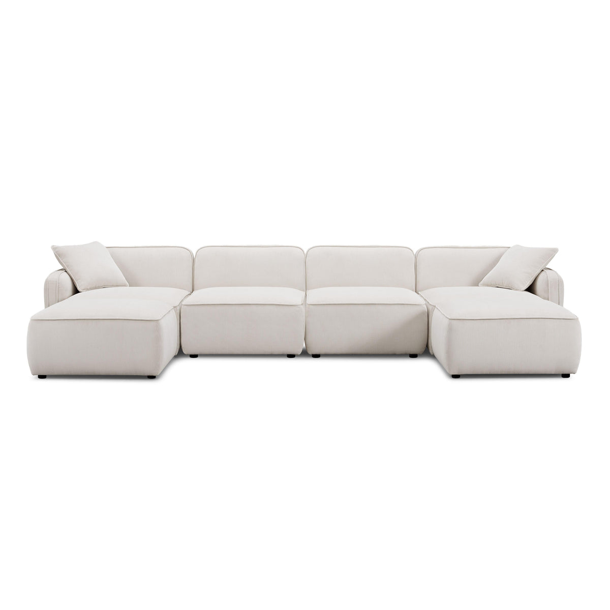 TOV Furniture Travie White Sand Performance Corduroy Velvet 6-Piece Modular U-Sectional Sofa