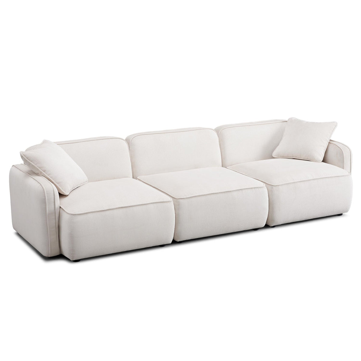 TOV Furniture Travie 112" Performance Corduroy Velvet Modular Sofa in white sand corduroy velvet, primary product view